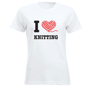 T-skjorte dame rund hals I love knitting
