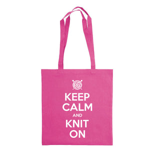 Keep Calm and Knit On bærenett rosa