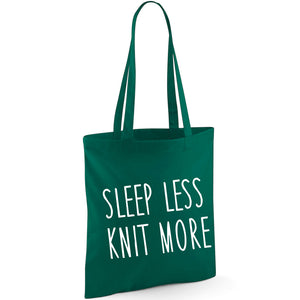 Sleep less knit more bærenett grønn