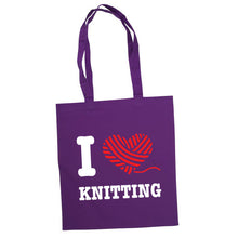 Last inn bildet i Galleri-visningsprogrammet, I love knitting bærenett lilla