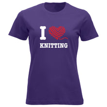 Last inn bildet i Galleri-visningsprogrammet, I love knitting klassisk t-skjorte dame lilla