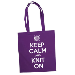 Keep Calm and Knit On bærenett lilla