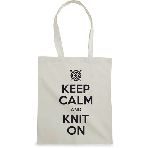 Keep Calm and Knit On bærenett natur