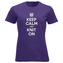 Last inn bildet i Galleri-visningsprogrammet, Keep Calm and Knit On klassisk t-skjorte dame lilla