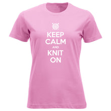 Last inn bildet i Galleri-visningsprogrammet, Keep Calm and Knit On klassisk t-skjorte dame rosa