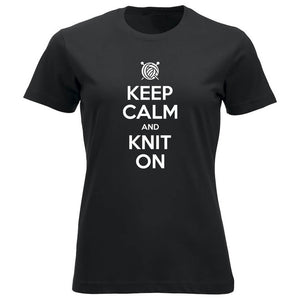Keep Calm and Knit On klassisk t-skjorte dame sort