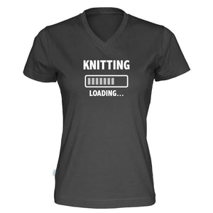 Knitting loading v-hals t-skjorte dame sort