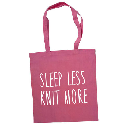 Sleep less knit more bærenett rosa