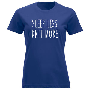 Sleep less knit more klassisk t-skjorte dame koboltblå