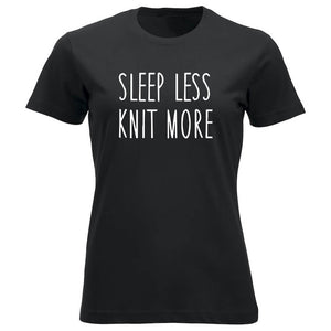 Sleep less knit more klassisk t-skjorte dame sort
