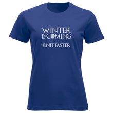 Last inn bildet i Galleri-visningsprogrammet, Winter is coming knit faster klassisk t-skjorte dame koboltblå