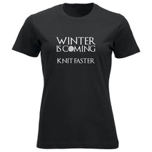 Last inn bildet i Galleri-visningsprogrammet, Winter is coming knit faster klassisk t-skjorte dame sort